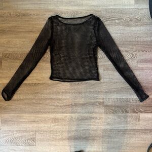 Mesh long sleeve crop top